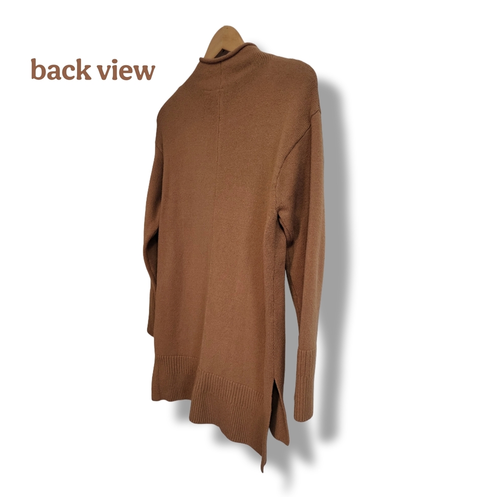 🌿Moth by Anthropologie Tan Oversized Mock Neck Sweater XS Boho Chic - Picture 9 of 12